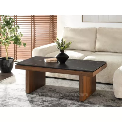 Konferenční stolek TALAL - černý mramor / ořech