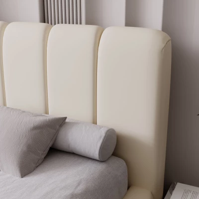 Čalouněná postel 200x200 FATUMATA 1 s úložným prostorem - krémová