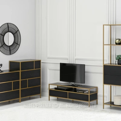 Obývací stěna MAIRA - černá / zlatá