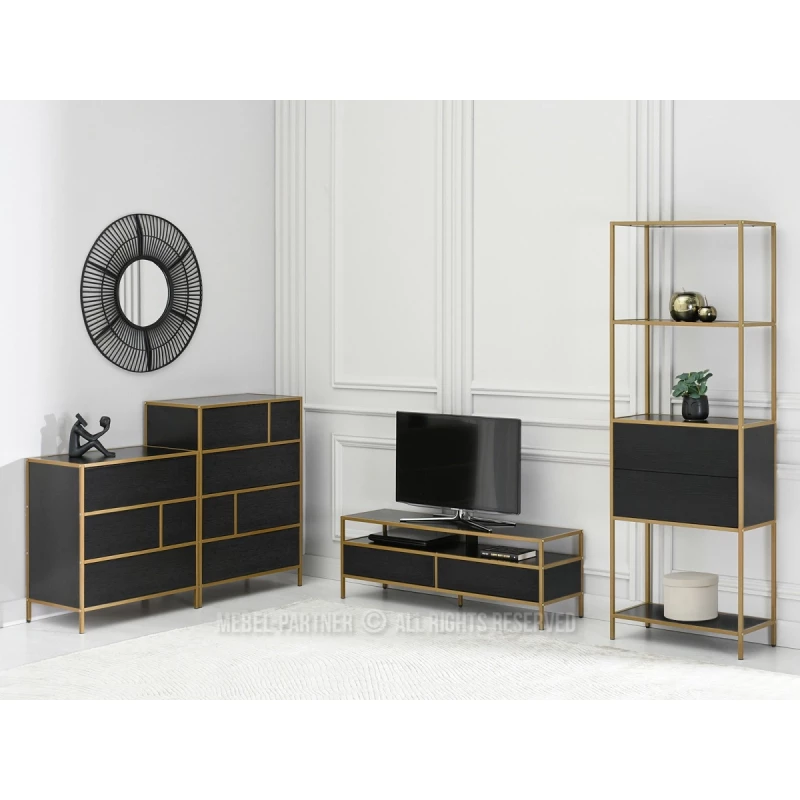 Obývací stěna MAIRA - černá / zlatá