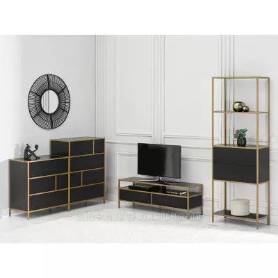 Obývací stěna MAIRA - černá / zlatá