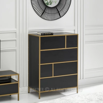 Obývací stěna MAIRA - černá / zlatá