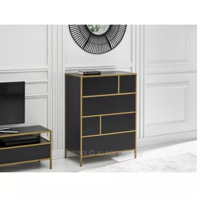 Obývací stěna MAIRA - černá / zlatá