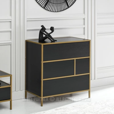 Obývací stěna MAIRA - černá / zlatá