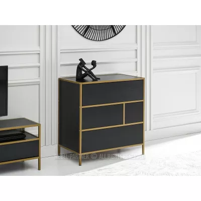 Obývací stěna MAIRA - černá / zlatá