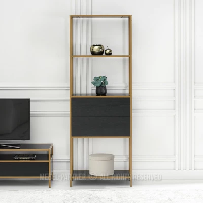 Obývací stěna MAIRA - černá / zlatá