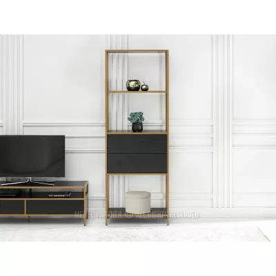 Obývací stěna MAIRA - černá / zlatá