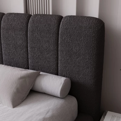 Čalouněná postel 200x200 FATUMATA 1 s úložným prostorem - tmavě šedá