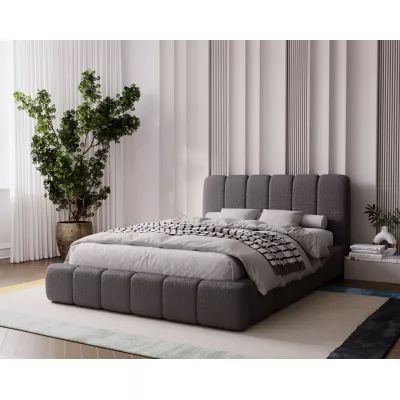 Čalouněná postel 200x200 FATUMATA 1 s úložným prostorem - tmavě šedá