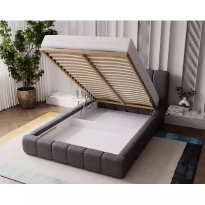 Čalouněná postel 200x200 FATUMATA 1 s úložným prostorem - tmavě šedá