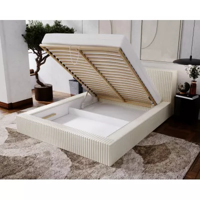 Manželská čalouněná postel 160x200 SIDONIA 1 s úložným prostorem - krémová