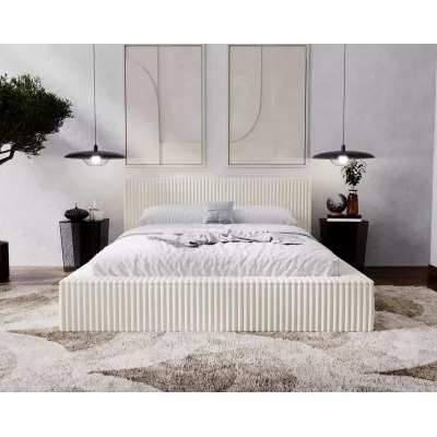 Manželská čalouněná postel 160x200 SIDONIA 1 s úložným prostorem - krémová