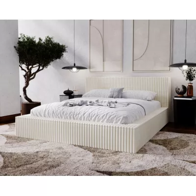 Manželská čalouněná postel 160x200 SIDONIA 1 s úložným prostorem - krémová