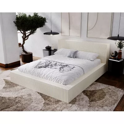 Manželská čalouněná postel 160x200 SIDONIA 1 s úložným prostorem - krémová