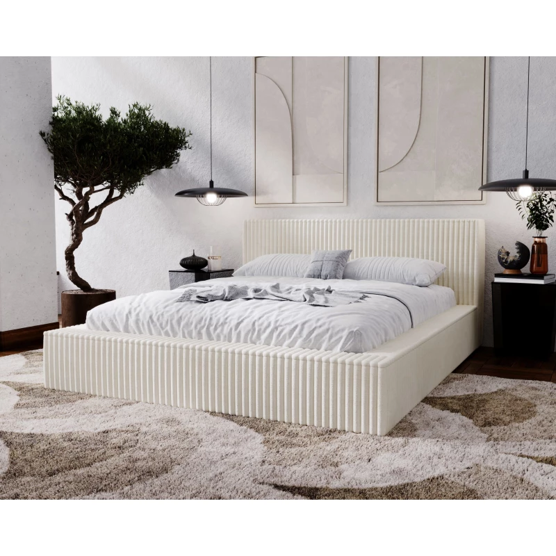 Manželská čalouněná postel 180x200 SIDONIA 1 s úložným prostorem - krémová