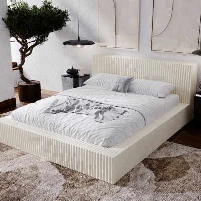 Manželská čalouněná postel 180x200 SIDONIA 1 s úložným prostorem - krémová