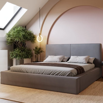 Jednoduchá čalouněná postel 160x200 NIDIA 1 s úložným prostorem - šedá