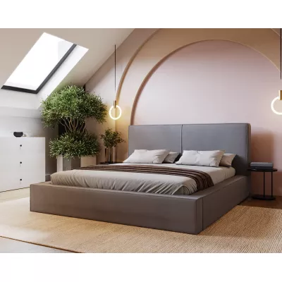 Jednoduchá čalouněná postel 160x200 NIDIA 1 s úložným prostorem - šedá
