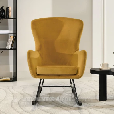 Houpací křeslo RIFAT - hořčicové / černé