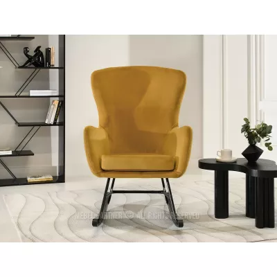 Houpací křeslo RIFAT - hořčicové / černé