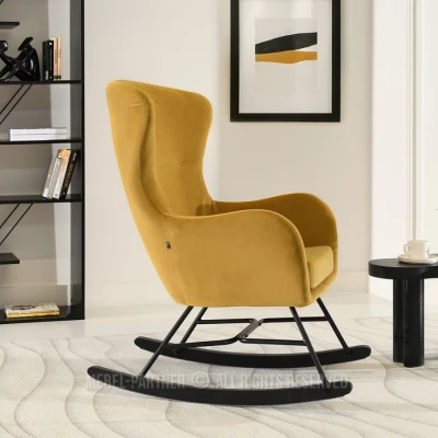 Houpací křeslo RIFAT - hořčicové / černé