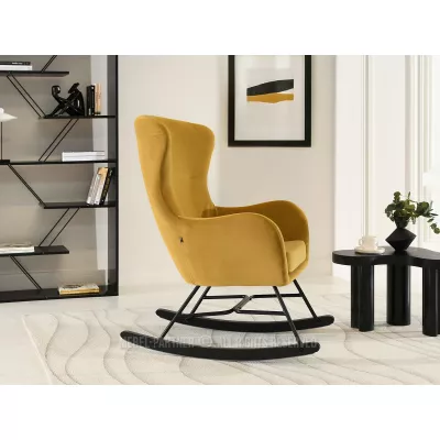 Houpací křeslo RIFAT - hořčicové / černé