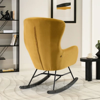 Houpací křeslo RIFAT - hořčicové / černé