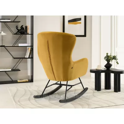 Houpací křeslo RIFAT - hořčicové / černé