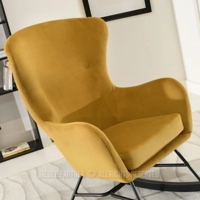 Houpací křeslo RIFAT - hořčicové / černé