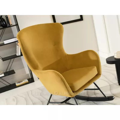 Houpací křeslo RIFAT - hořčicové / černé