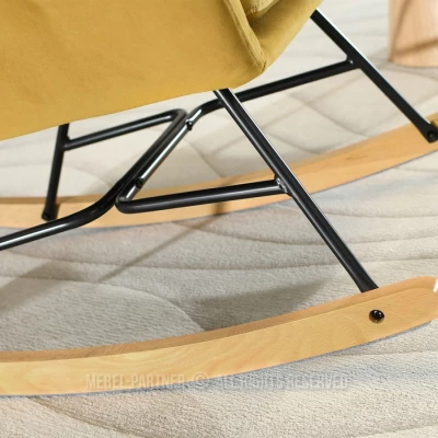 Houpací křeslo RIFAT - hořčicové / černé / buk