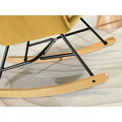 Houpací křeslo RIFAT - hořčicové / černé / buk