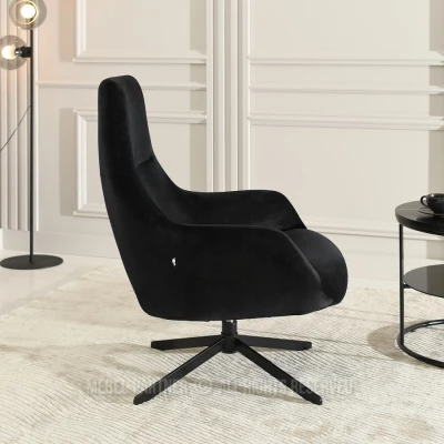 Otočné čalouněné křeslo HAMID - černé