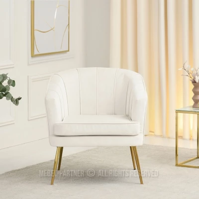 Čalouněné křeslo RUBRAS - krémové / zlaté