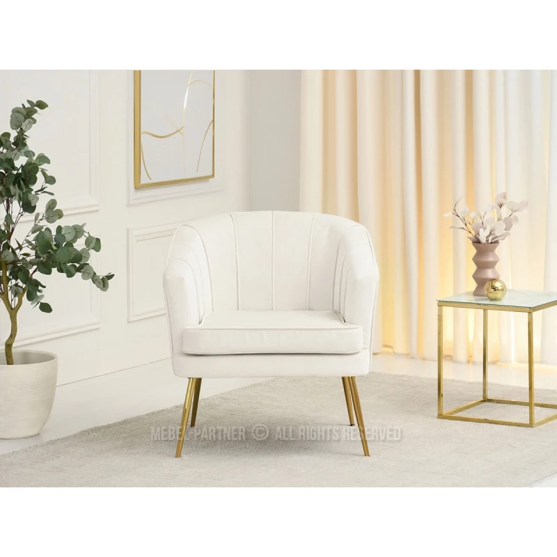 Čalouněné křeslo RUBRAS - krémové / zlaté