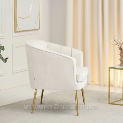 Čalouněné křeslo RUBRAS - krémové / zlaté