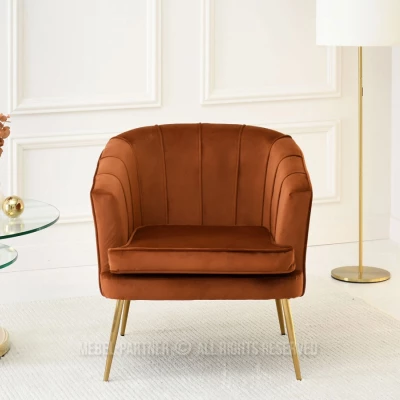 Čalouněné křeslo RUBRAS - měděné / zlaté