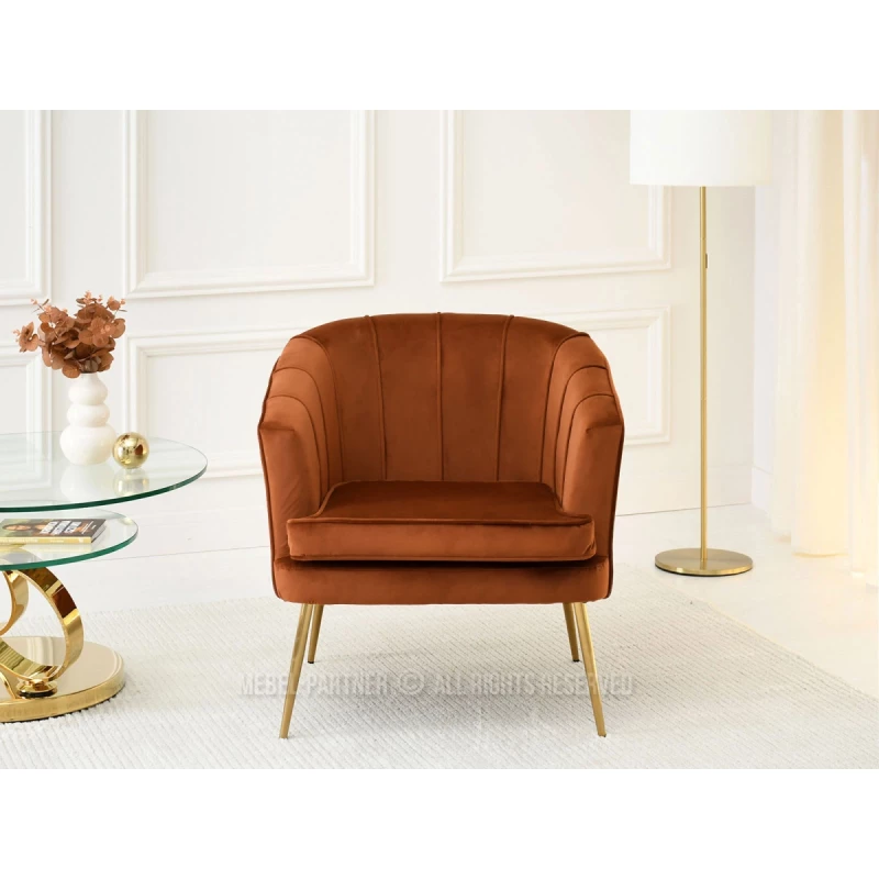 Čalouněné křeslo RUBRAS - měděné / zlaté