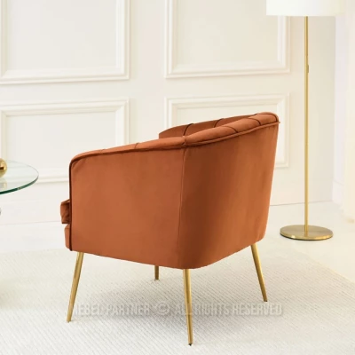 Čalouněné křeslo RUBRAS - měděné / zlaté