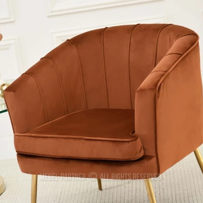 Čalouněné křeslo RUBRAS - měděné / zlaté