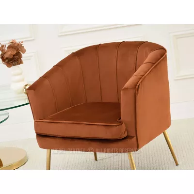 Čalouněné křeslo RUBRAS - měděné / zlaté