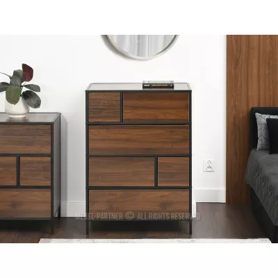 Šuplíková komoda MAIRA - ořech / černá