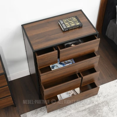 Šuplíková komoda MAIRA - ořech / černá