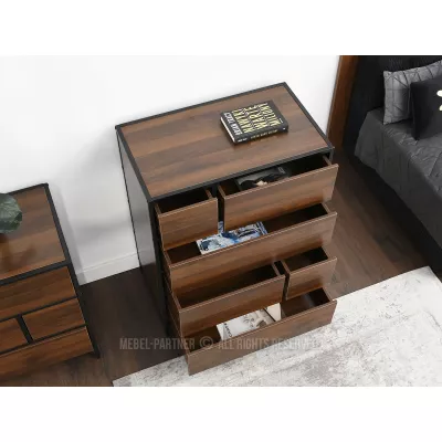 Šuplíková komoda MAIRA - ořech / černá