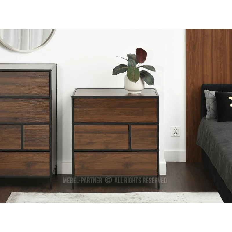 Úzká šuplíková komoda MAIRA - ořech / černá