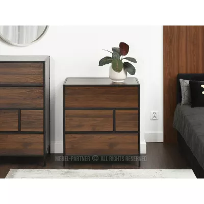 Úzká šuplíková komoda MAIRA - ořech / černá