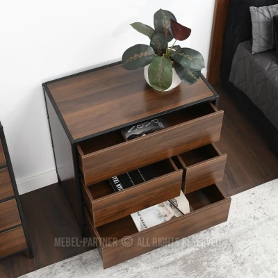 Úzká šuplíková komoda MAIRA - ořech / černá