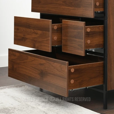 Úzká šuplíková komoda MAIRA - ořech / černá