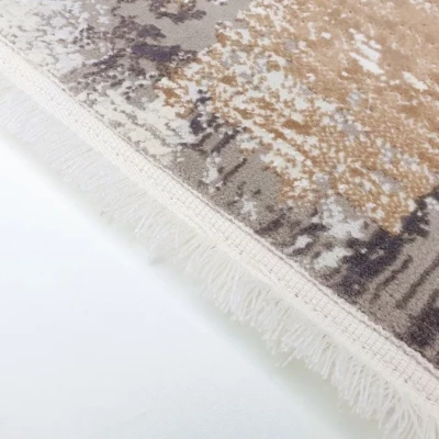 Obdélníkový koberec 140x190 cm STEFANO abstraktní - béžový / zlatý