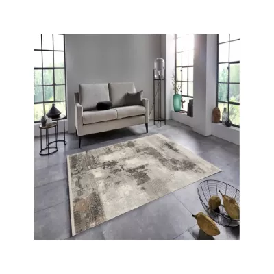 Obdélníkový koberec 120x170 cm STEFANO abstraktní - béžový / zlatý